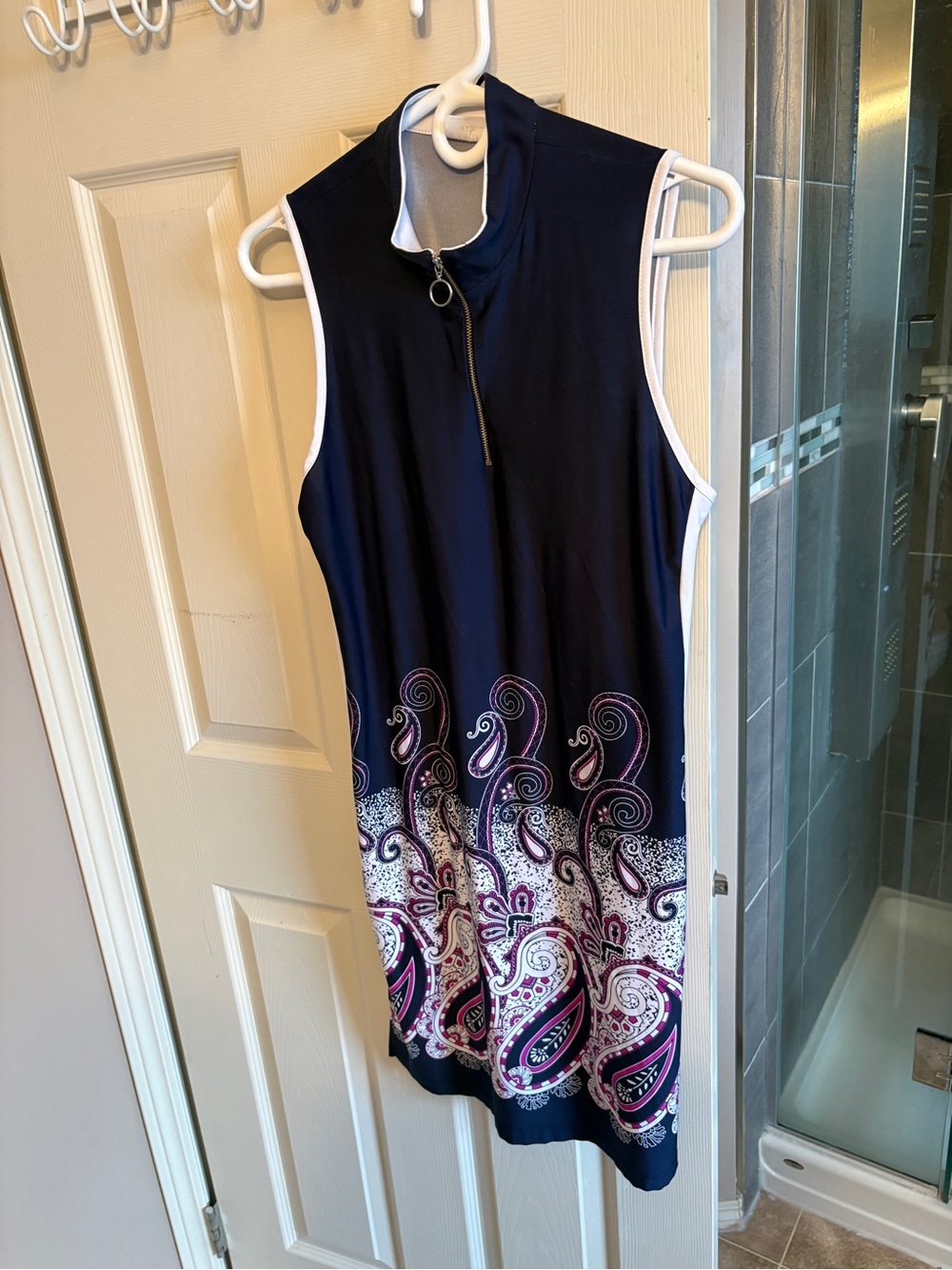 Dexim golf Navy Zip-Front Dress with White Trim